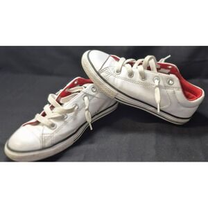 Converse Chuck Taylor All Star White Red leather low top sneakers kids sz 4